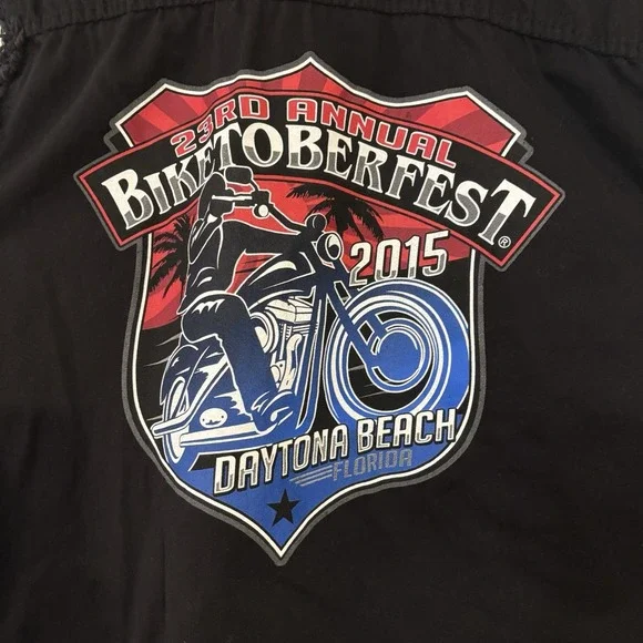 2015 Daytona Beach Biketoberfest Black Vest Motorcycles Riding Size XL - Picture 4 of 9